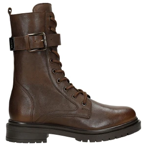 Brązowe skórzane trzewiki damskie z wysoka cholewka 64135-52 Wojas