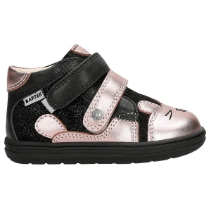 Dziewczęce trzewiki czarne ze srebrzysto różowymi elementami Bartek 86311-71