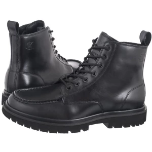 Trzewiki Eva Boot Mid Laceup Unform Dress Triple Black YM0YM01073 0GJ (CK558-a) Calvin Klein