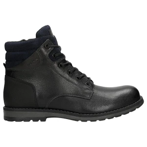 Czarne workery męskie z granatowa wstawka 24105-71 Wojas