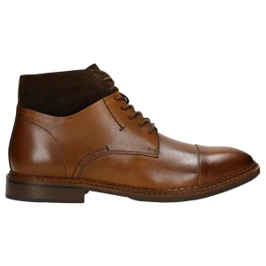 Brązowe trzewiki męskie z gładkiej skóry licowej i wstawki z dwoiny 24103-73 Wojas