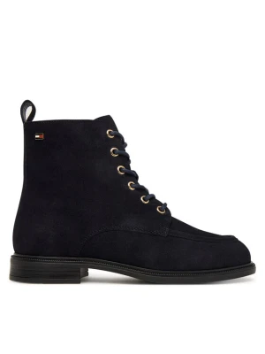 Trzewiki Tommy Hilfiger Enamel Flag Suede Lace-Up Boot FW0FW09681 Granatowy