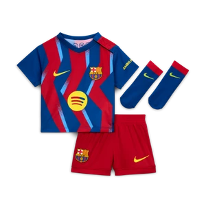 Trzyczęściowy strój piłkarski dla niemowląt i maluchów Nike FC Barcelona Stadium 2025/26 (wersja czwarta) – replika - Niebieski