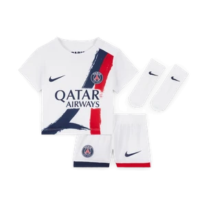 Trzyczęściowy strój piłkarski dla niemowląt i maluchów Nike Paris Saint-Germain Stadium 2024 (wersja wyjazdowa) – replika - Biel