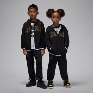 Trzyczęściowy zestaw dla małych dzieci z dżersejowej dzianiny dresowej z pełnym zamkiem Jordan - Czerń