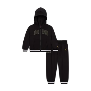 Trzyczęściowy zestaw dla niemowląt (6–12 M) z bluzą z kapturem i pełnym zamkiem z dżersejowej dzianiny dresowej 23 Jordan - Czerń