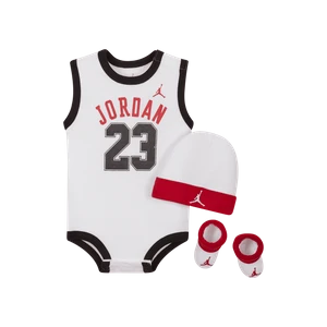 Trzyczęściowy zestaw z dżersejowej dzianiny dresowej dla niemowląt Jordan 23 - Biel