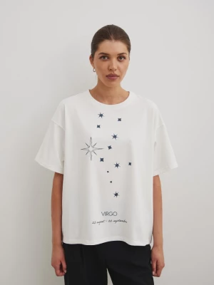 Tshirt oversize z nadrukiem w kolorze ECRU- ZODIAC / VIRGO-UNI Marsala