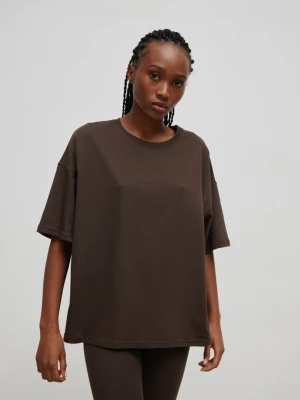 Tshirt typu oversize w kolorze MAHOGANY BROWN - ONLY-M Marsala