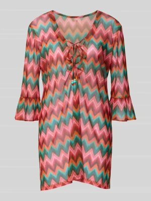 Tunika o kroju oversized z dekoltem w serek model ‘ACELO’ banana moon