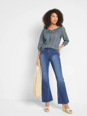 Tunika T-shirtowa z rękawami 3/4, w paski bonprix