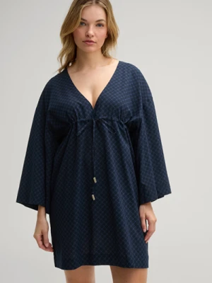 Tunika w granatowym kolorze z chabrowym wzorem Joop