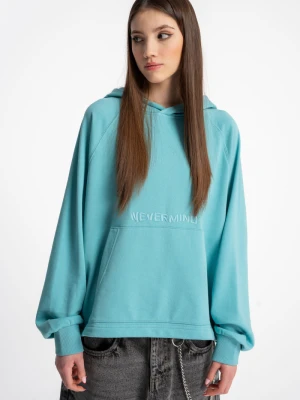 Turkusowa bluza BOXY z haftem z przodu Reporter