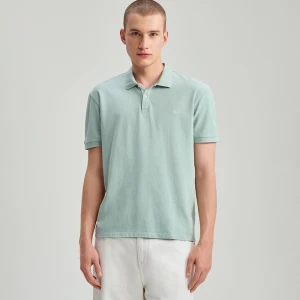 Turkusowa koszulka polo z małym haftem House