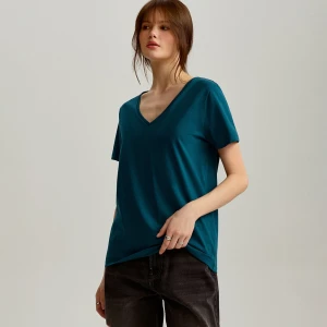 Turkusowa koszulka z dekoltem w serek House