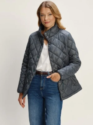 Turkusowa pikowana kurtka z wysokim kołnierzem Greenpoint