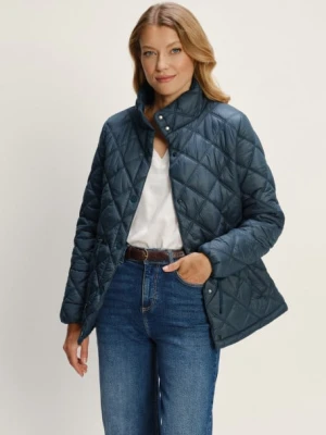 Turkusowa pikowana kurtka z wysokim kołnierzem Greenpoint