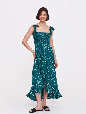 Turkusowa sukienka w groszki Top Secret