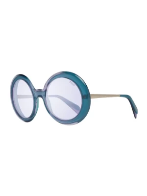 Turkusowe Okrągłe Okulary przeciwsłoneczne z ochroną UV Emilio Pucci