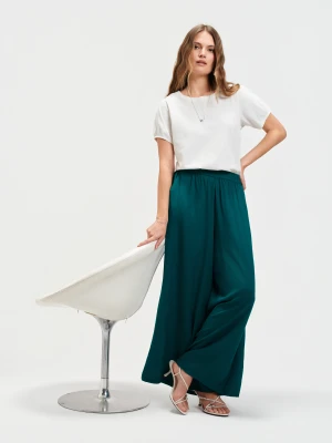 Turkusowe spodnie z szerokimi nogawkami Top Secret