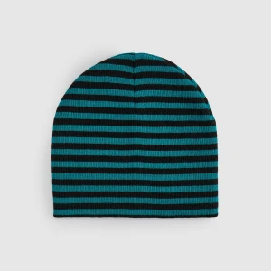 Turkusowo-czarna czapka beanie w paski House turkusowy