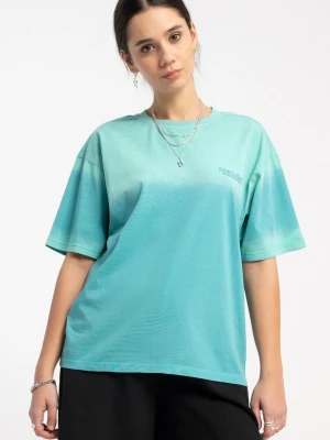 Turkusowy t-shirt z efektem sprayowania Reporter Young