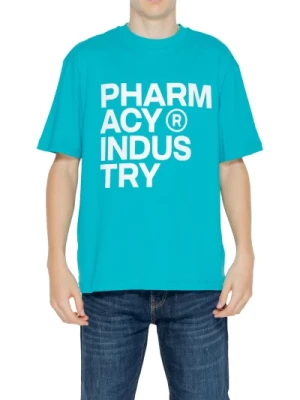 Turkusowy T-shirt z nadrukiem dla mężczyzn Pharmacy Industry