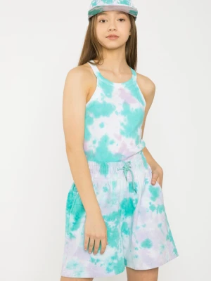 Turkusowy top na ramiączkach TIE DYE Reporter