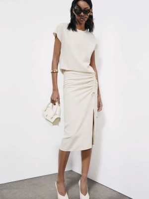 Twillowa spódnica midi z falbanką PATRIZIA PEPE