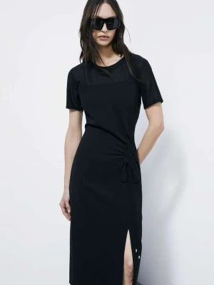 Twillowa sukienka midi z falbanką PATRIZIA PEPE