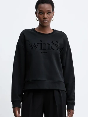 Twinset bluza bawełniana damska kolor czarny z nadrukiem 252TT2330