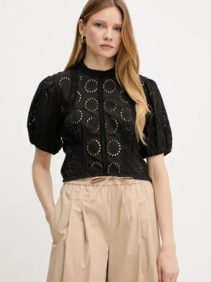 Twinset bluzka bawełniana damska kolor czarny wzorzysta 251TT2366