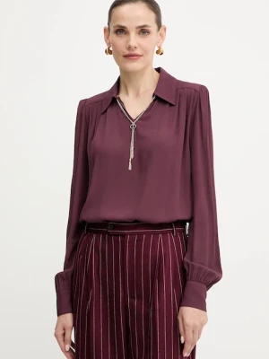 Twinset bluzka damska kolor bordowy gładka 252TP2291