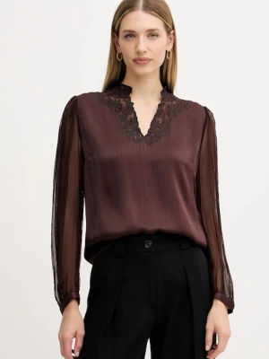 Twinset bluzka damska kolor brązowy gładka 252TT2243
