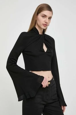 Twinset bluzka damska kolor czarny gładka