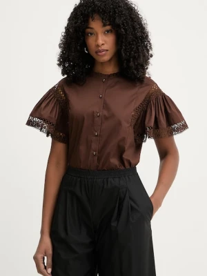 Twinset bluzka z falbanką damska bawełniana