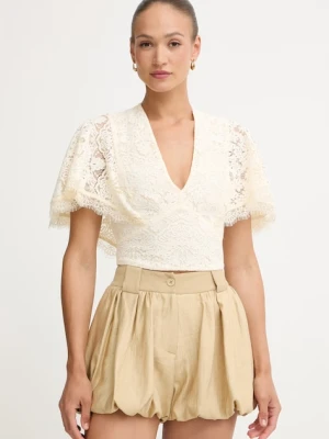 Twinset bluzka z falbanką damska koronkowa