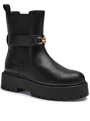 TWINSET Botki CHELSEA | z dodatkiem skóry czarny