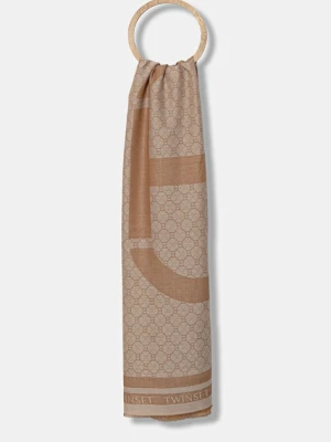 Twinset chusta damska kolor brązowy wzorzysta 252TA4230
