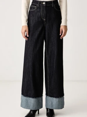 Twinset jeansy bootcut damskie granatowy