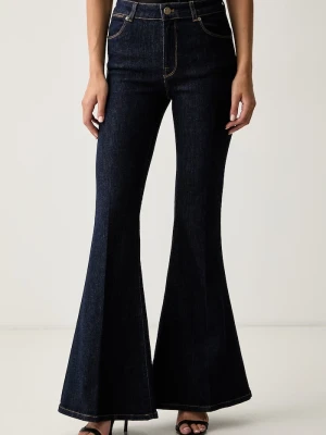 Twinset jeansy flare damskie granatowy