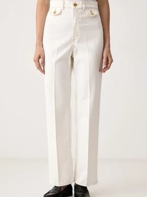 Twinset jeansy straight damskie beżowy