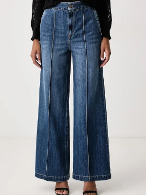 Twinset jeansy wide leg damskie niebieski
