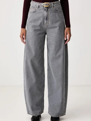 Twinset jeansy wide leg damskie szary