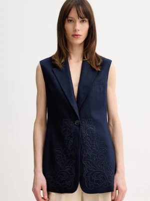 Twinset kamizelka jednorzędowa damska z lnu