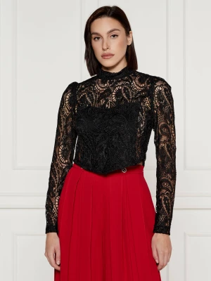TWINSET Koronkowa bluzka | Cropped Fit czarny
