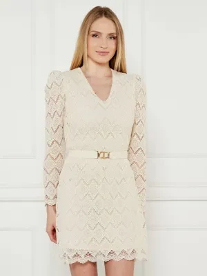 TWINSET Koronkowa sukienka z paskiem