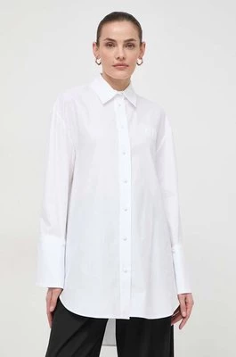 Twinset koszula bawełniana damska kolor biały relaxed z kołnierzykiem klasycznym