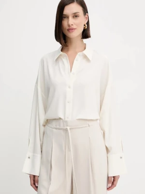 Twinset koszula damska kolor beżowy relaxed z kołnierzykiem klasycznym 252AP2142