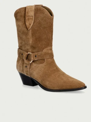 Twinset kowbojki damskie zamszowe brązowy